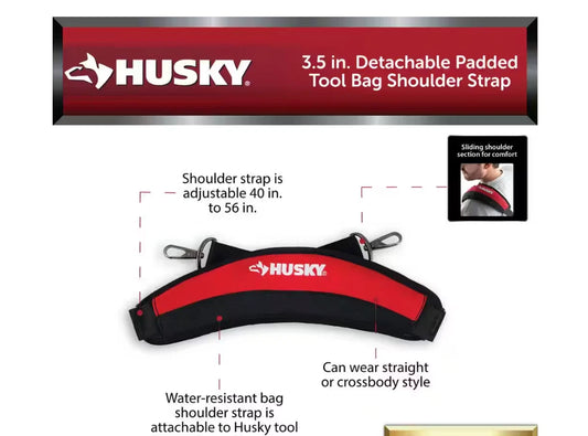 Husky 3.5 in. Detachable Padded Tool Bag Shoulder Strap adjustable 40 in. to 56