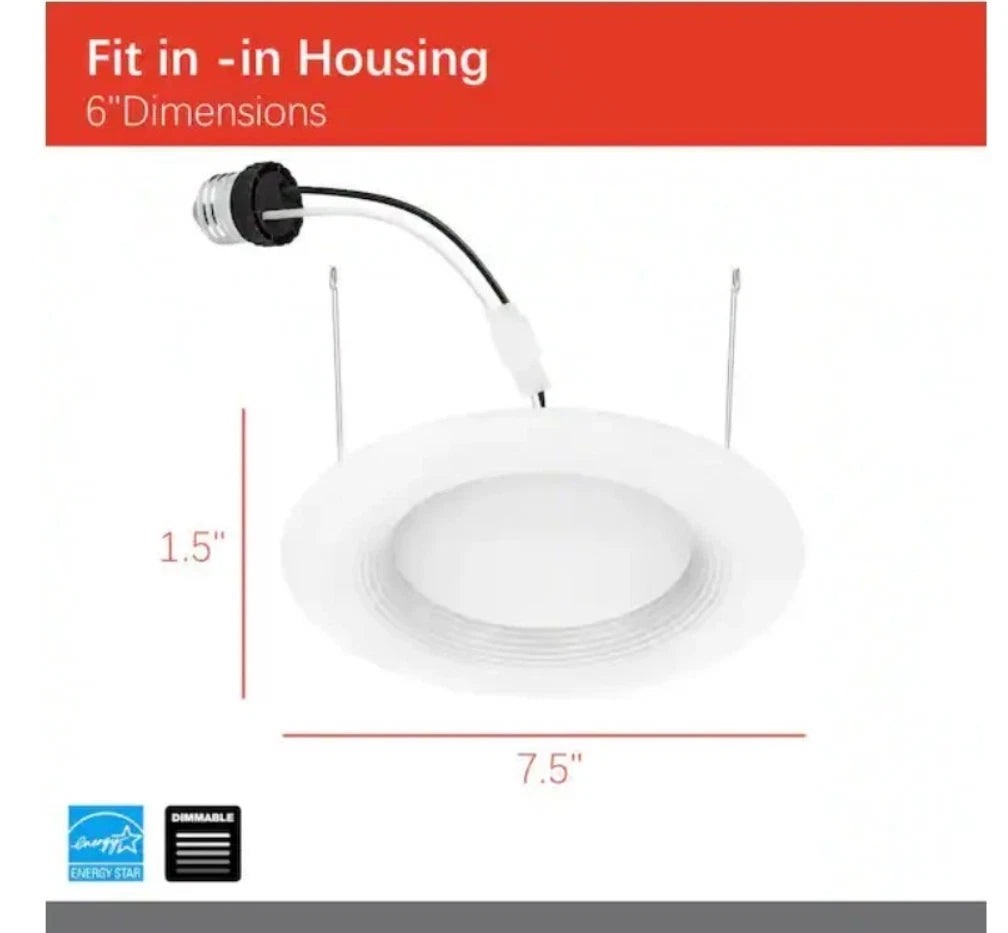 EcoSmart 65W LED Downlight 4-Pack 5/6" Dimmable Bright White E26 NEW in Box