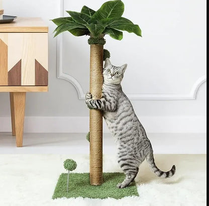 34" Cat Palm Tree Scratching Post Sisal Rope Cat Tree w/ Stable Base