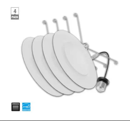 EcoSmart 65W LED Downlight 4-Pack 5/6" Dimmable Bright White E26 NEW in Box